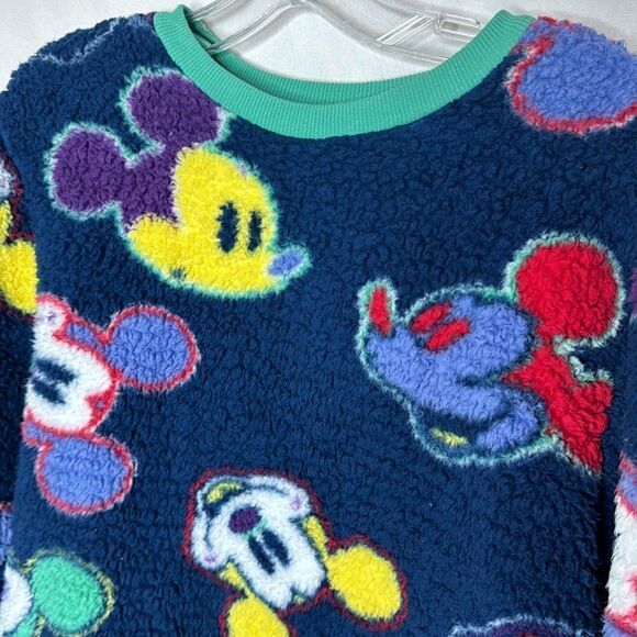 Disney Parks Mickey Mouse Sherpa Fleece Crewneck Sweatshirt. Size Small. Unisex. - Picture 2 of 8